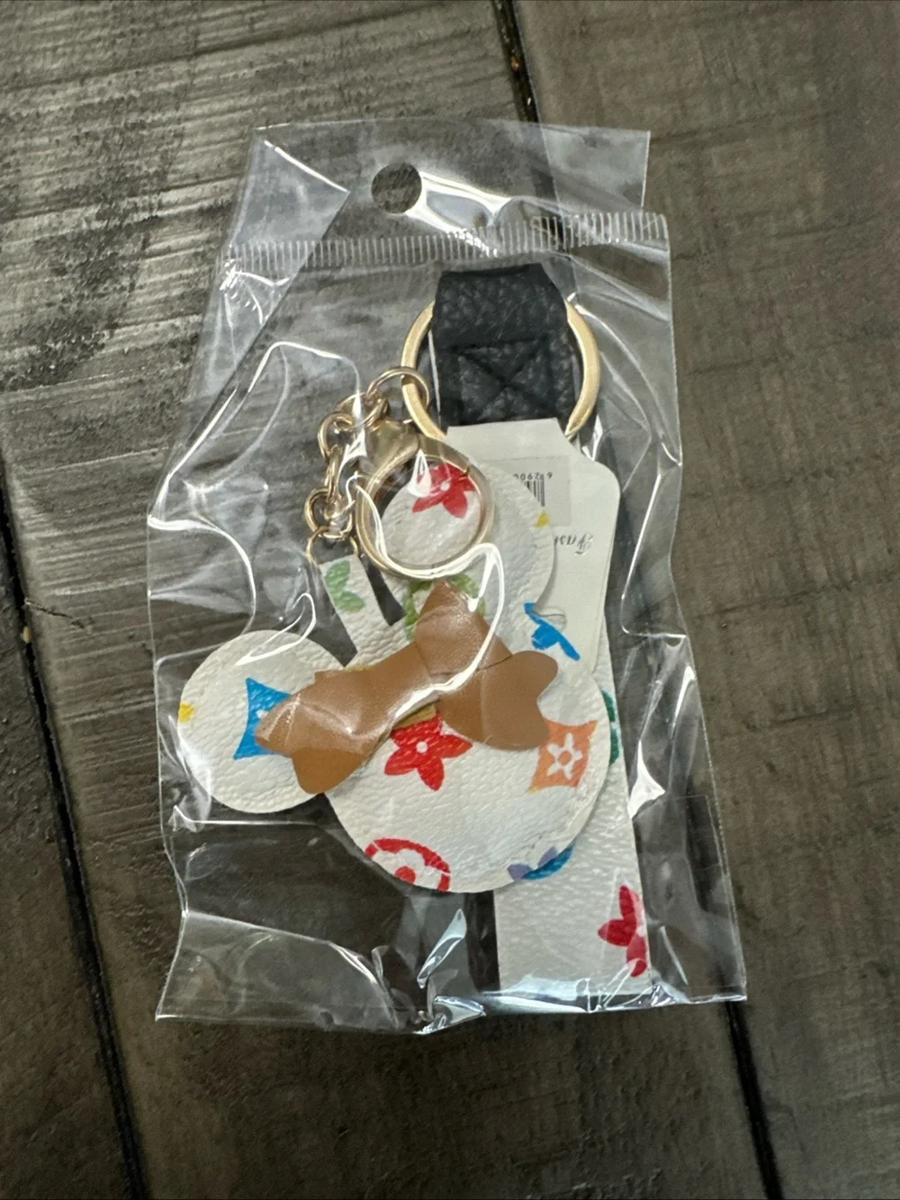 Luxury Purse Design Inspired Mickey Mouse Keychain in White/Multi & Brown/Multi